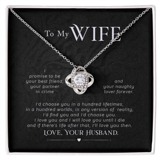 To My Wife I promise Love Knot Necklace