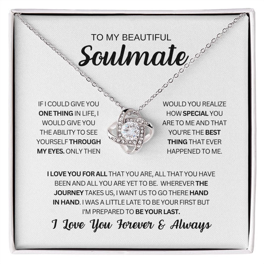To My Beautiful Soulmate I Love You Forever Love Knot Necklace